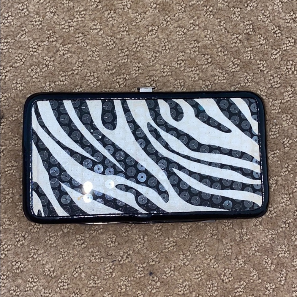 Zebra sparkle clasp wallet